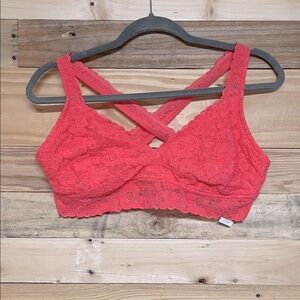 Aerie size XL Coral Lace Super Soft and Stretchy Cross-Back Bralette